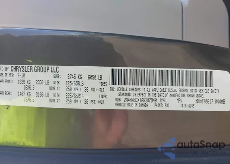 2010 Chrysler Town & Country Touring Plus из США, поврежденный, VIN 2A4RR8DX1AR387940